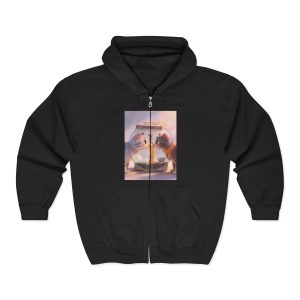 Zip Hoodie — Cozy Cat Tea Time Full-Zip Sweatshirt